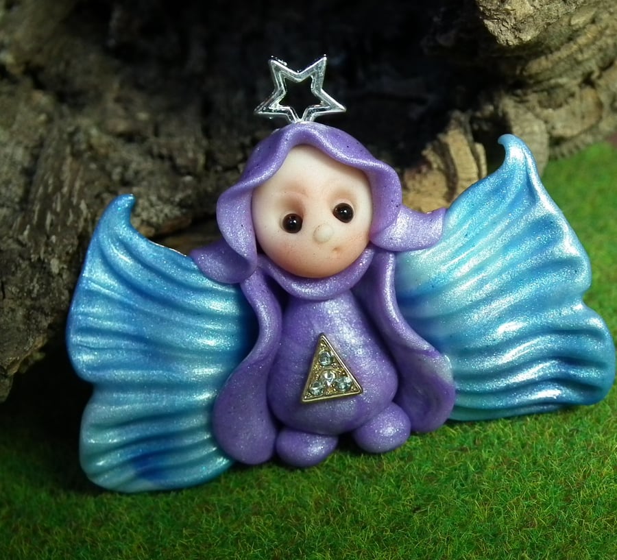 Tiny Winter Flurrier Angel Gnome 'Cimi' OOAK Sculpt Ann Galvin