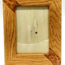 Solid oak picture frame with oak burl inlay 7x5"