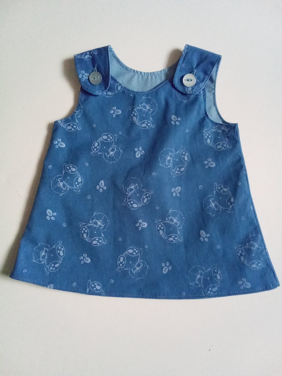 Dress, 0-3 months,  Blue dress, A Line dress, Bears, Summer dress, pinafore 