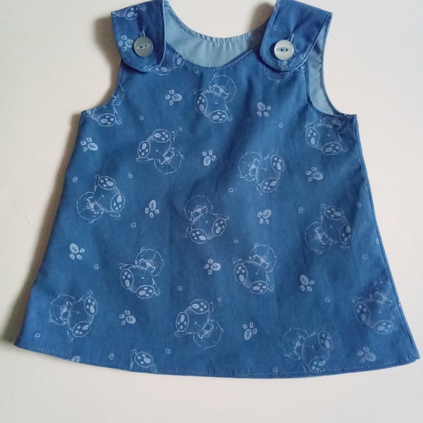Dress, 0-3 months,  Blue dress, A Line dress, Bears, Summer dress, pinafore 
