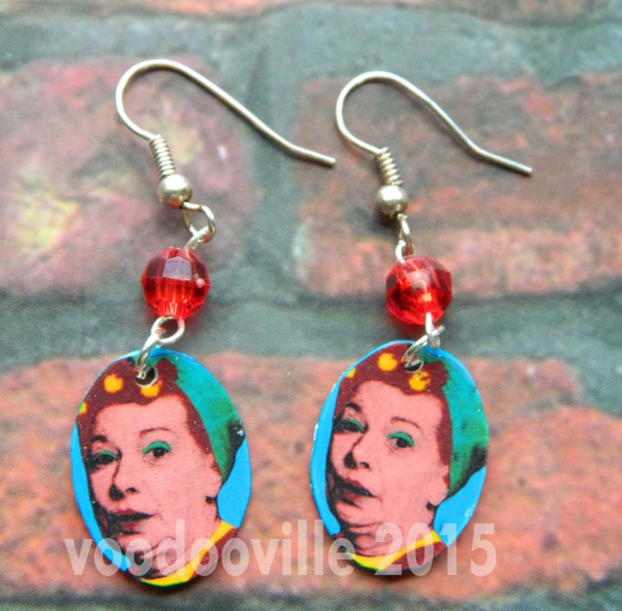 Hilda Ogden Warhol style Coronation Street pop art earrings - free UK shipping