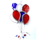 Patriotic Balloons Suncatcher Stained Glass Red White and Blue