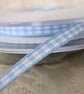 20 metres Spool Narrow Sky Blue Gingham Ribbon - Image 2