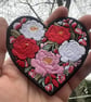 Peony Flower Love Heart Embroidered Patch Iron On Sew On Floral Badge - Image 5