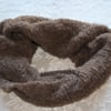 Hand Knitted Brown Alpaca & Wool Mix Infinity Scarf