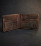 Rustic Brown Full Grain Leather Bifold Wallet 6 Card Slots Mens Wallet UK