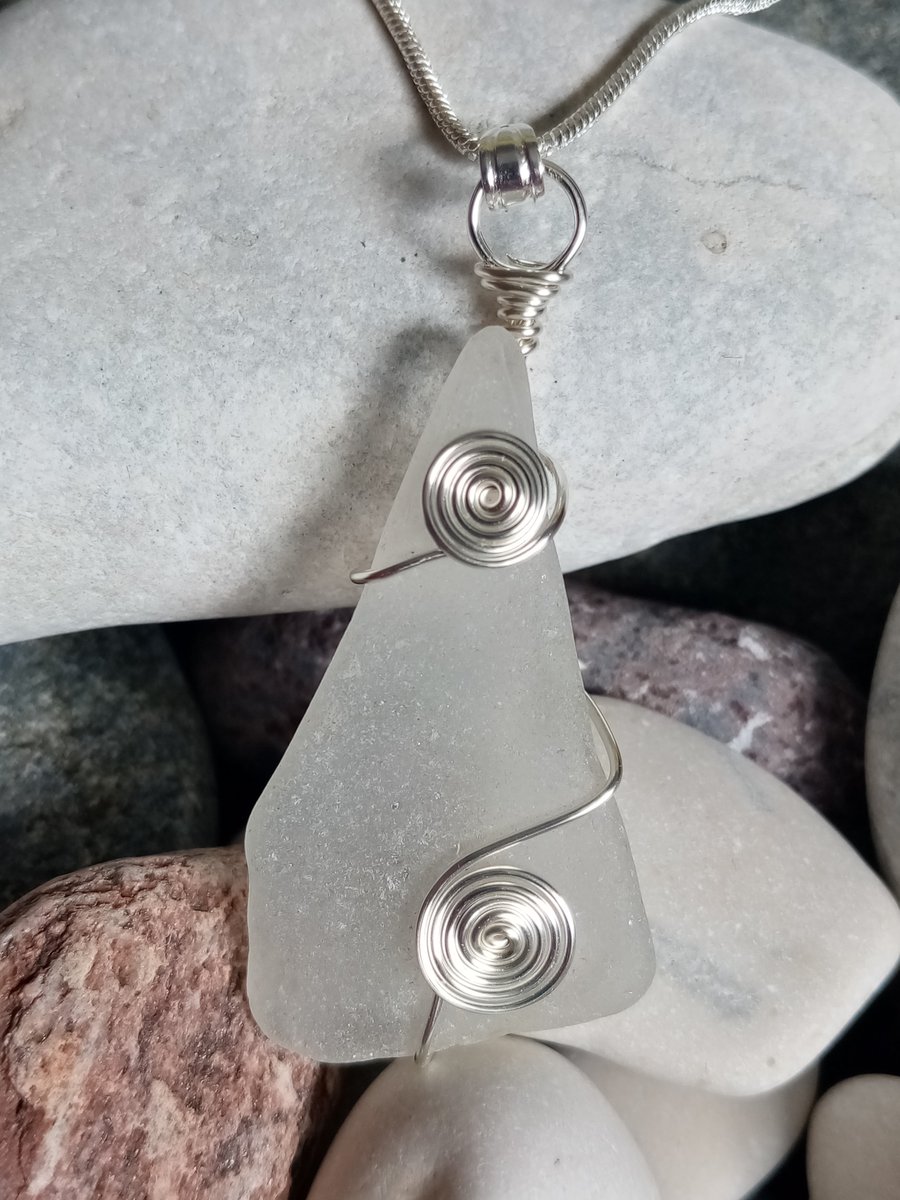 Wire-wrapped Sea Glass Necklace 
