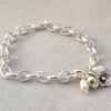 Silver Charm Bracelet with Freshwater Pearls