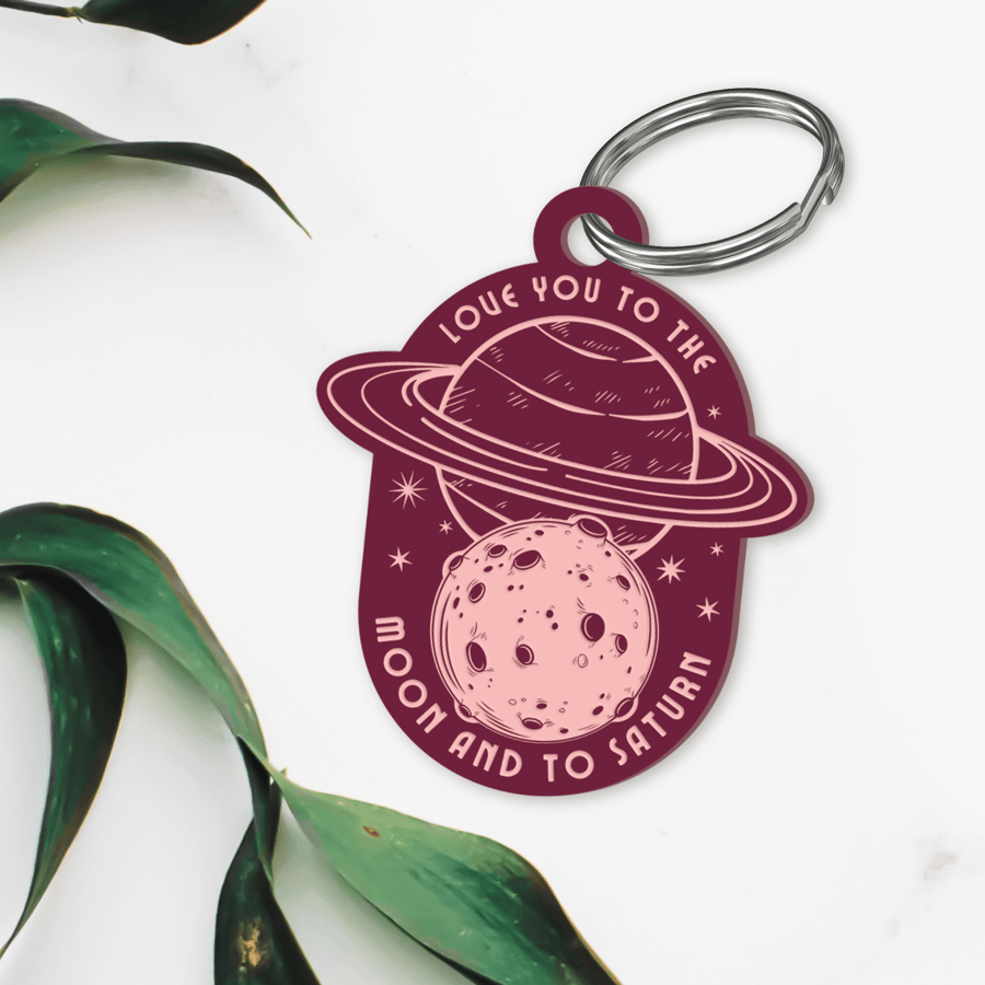 To The Moon & To Saturn Keyring: Girly Car Accessory, Acrylic Keychain