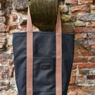 Oversized Canvas Tote Black & Brown 