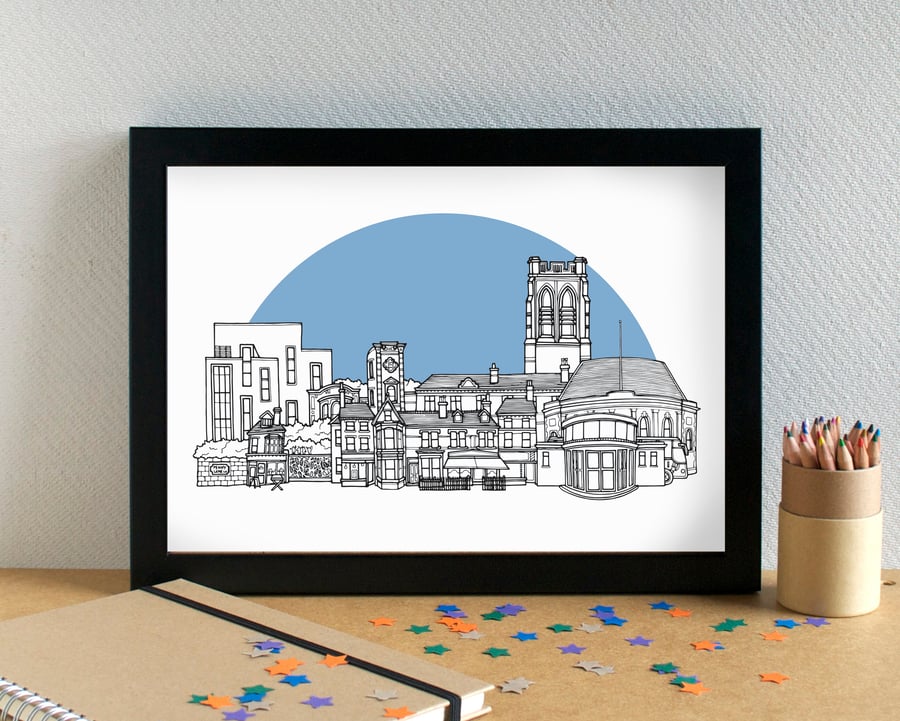 Penny Lane Liverpool Landmarks Skyline Art Print