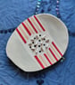 Ceramic soap dish with pastel red and peach stripes - Image 4