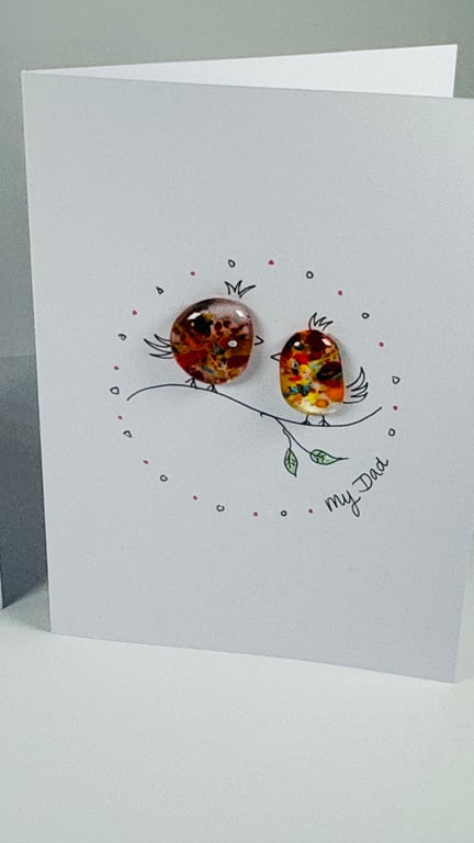Father's Day card. Fused glass pebbles 