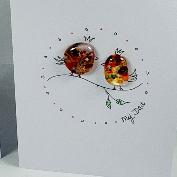 Father's Day card. Fused glass pebbles 