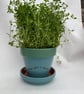 A Unique Trio of Large Hand Painted Kitchen Herb Plant Pots with Saucers - Image 4