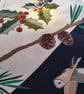 Barn owl in Snowy Scene, Christmas card, Winter birthday, holly, fir cones pine  - Image 4