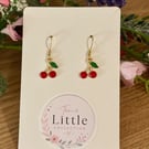 Cherry Dangle Earrings, Fruity Charms, Handmade Jewellery 
