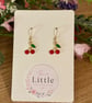 Cherry Dangle Earrings, Fruity Charms, Handmade Jewellery 