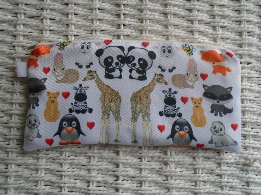 Baby Animals Pencil Case or Small Make Up Bag.