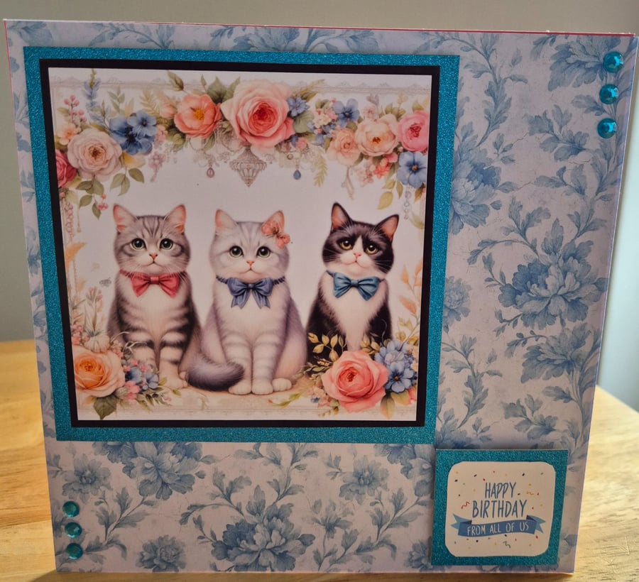 Handmade Cats Birthday Greeting Card