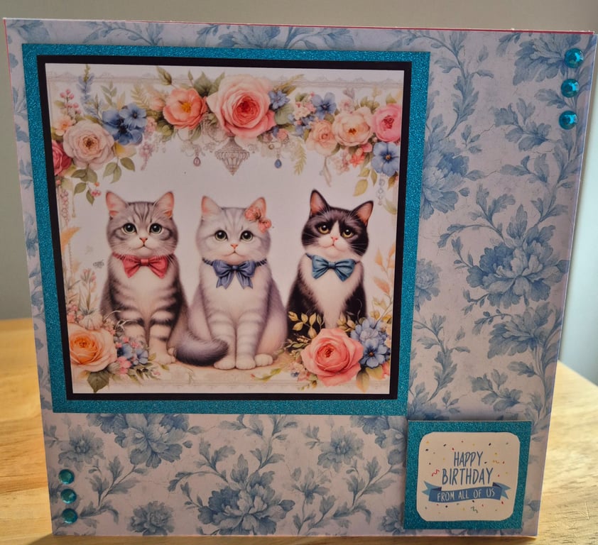 Handmade Cats Birthday Greeting Card