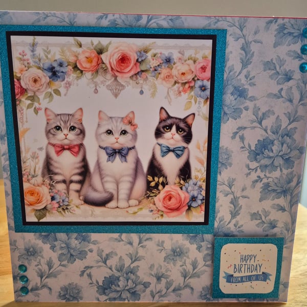 Handmade Cats Birthday Greeting Card
