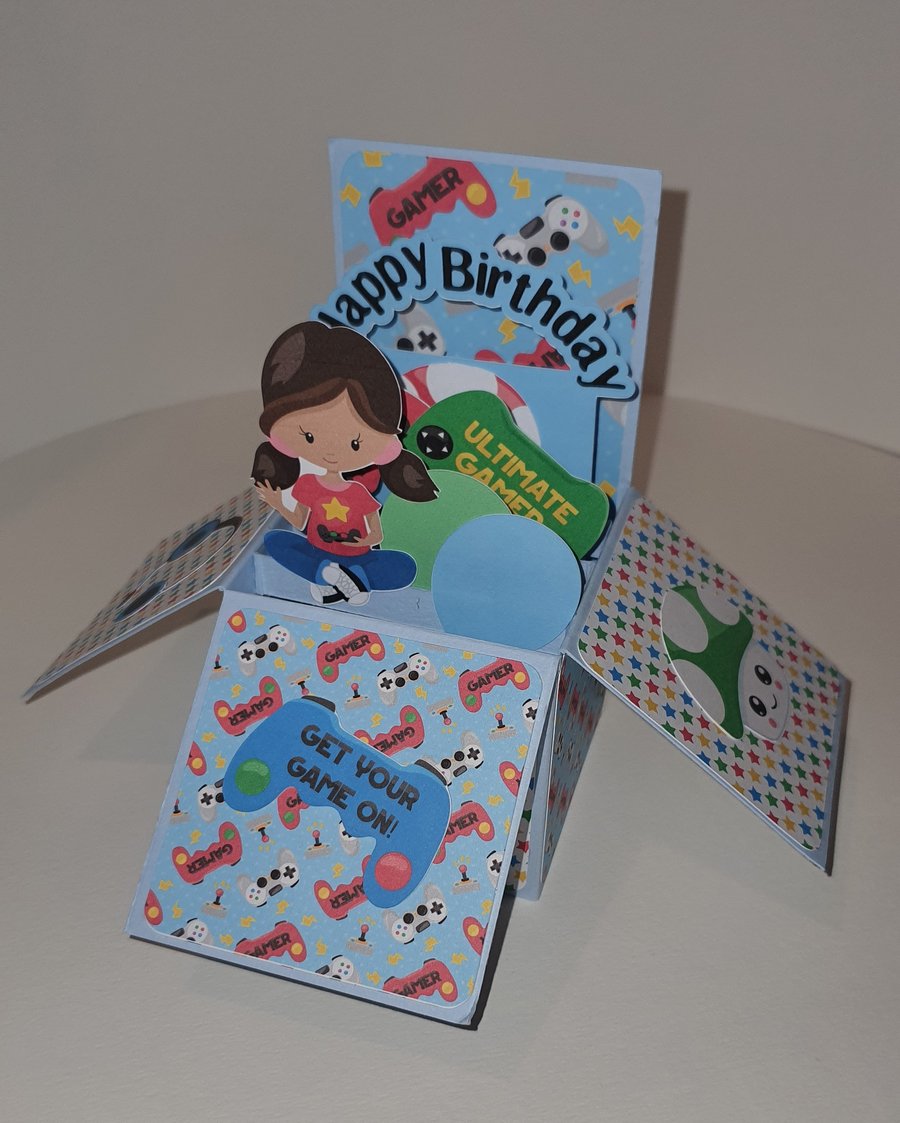 Gamer Girl Birthday Box Card - 