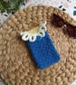 Crochet Sunglasses Case Cornish Blue Daisy Detail, Glasses Case, Phone Case 