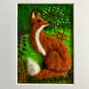 Needle felted sitting fox picture 