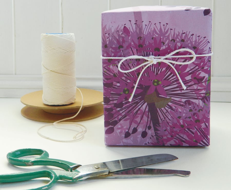 SALE - Purple Allium Gift Wrapping Paper - Pack of FIVE Sheets