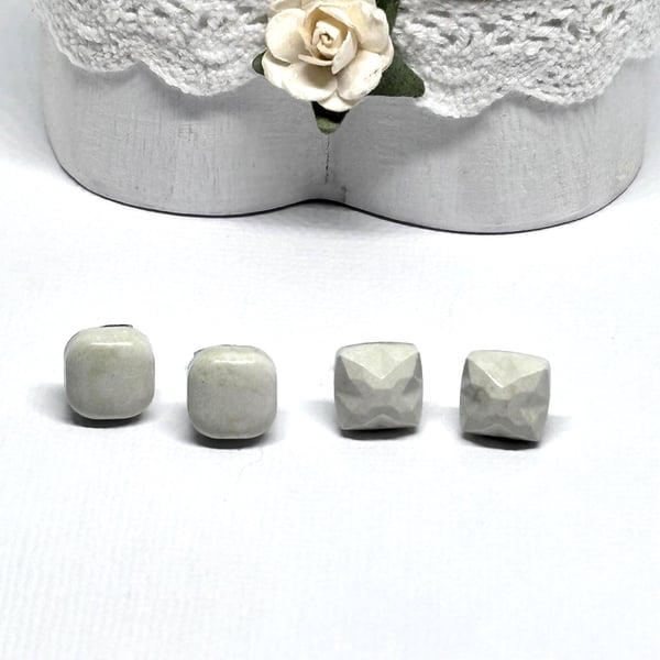 Mini Green Square Stud Set, Minimalist Jewellery 