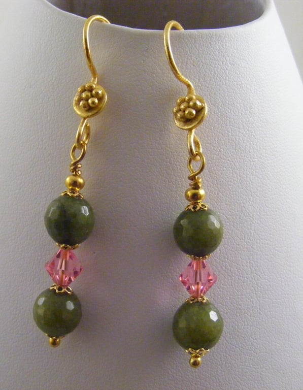  Jade and Crystal Earrings