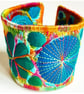 Cuff - Fabric Bracelet with Free Machine Embroidery  - Image 3