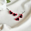 Red Heart Sunglasses Acrylic Earrings -  Retro Hoop Dangles