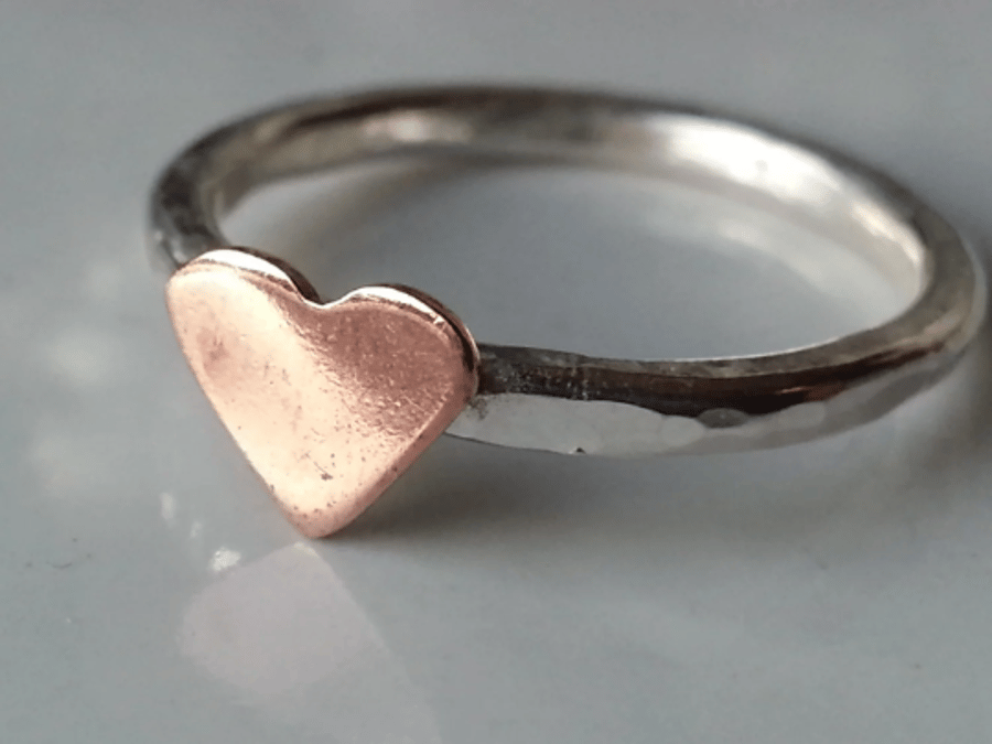 Copper Heart Sterling Silver Ring