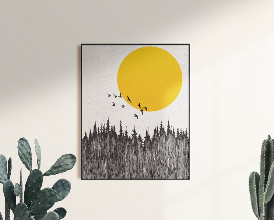 Sun and Forest Print