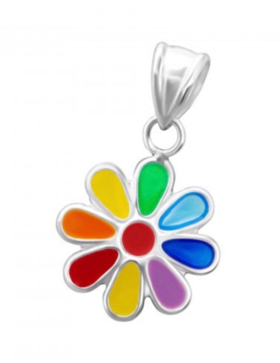 Sterling Silver Multicoloured Flower Charm