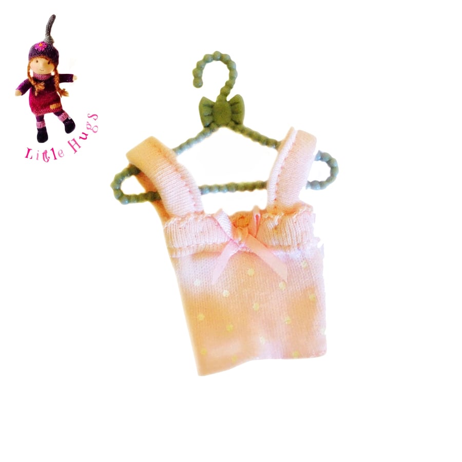 Reserved for Jane - Pink Spotty Tee Shirt to fit the Little Hug Dolls