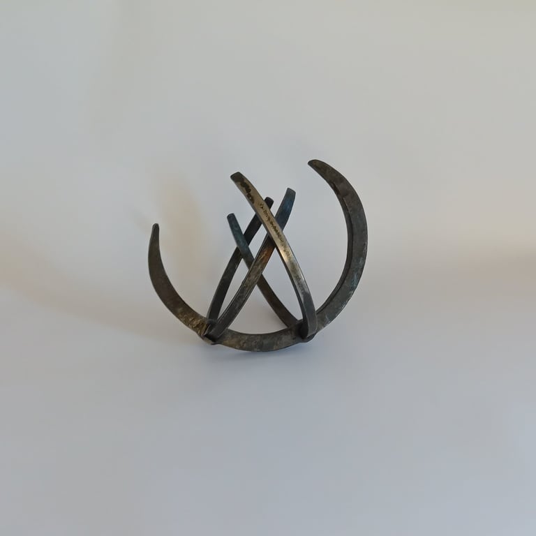 Twin Crescent Sculpture Forged Steel
