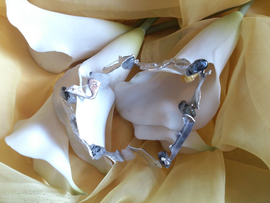 Melted silver and crystal bracelet