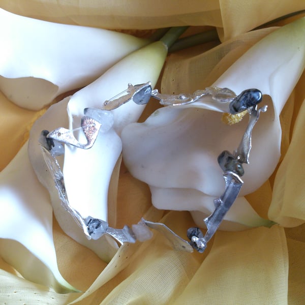 Melted silver and crystal bracelet