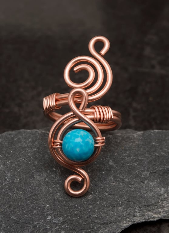 Wire wrapped Copper adjustable ring ,copper ring, wire wrapped copper ring .