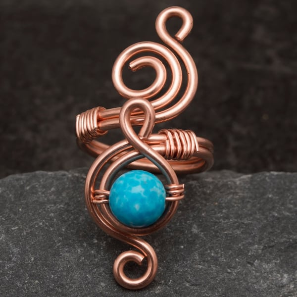Wire wrapped Copper adjustable ring ,copper ring, wire wrapped copper ring .