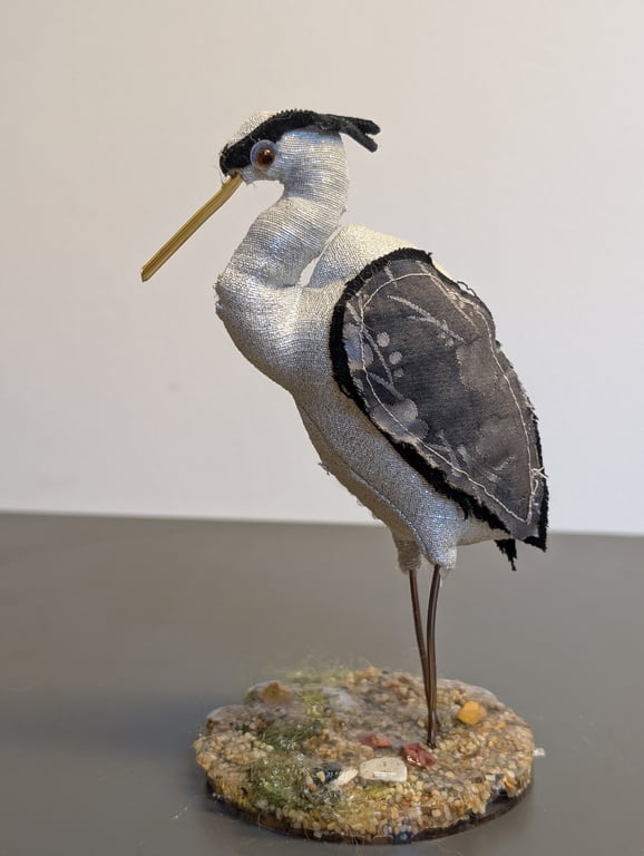 Heron inspired fabric sculpture ornament decoration 