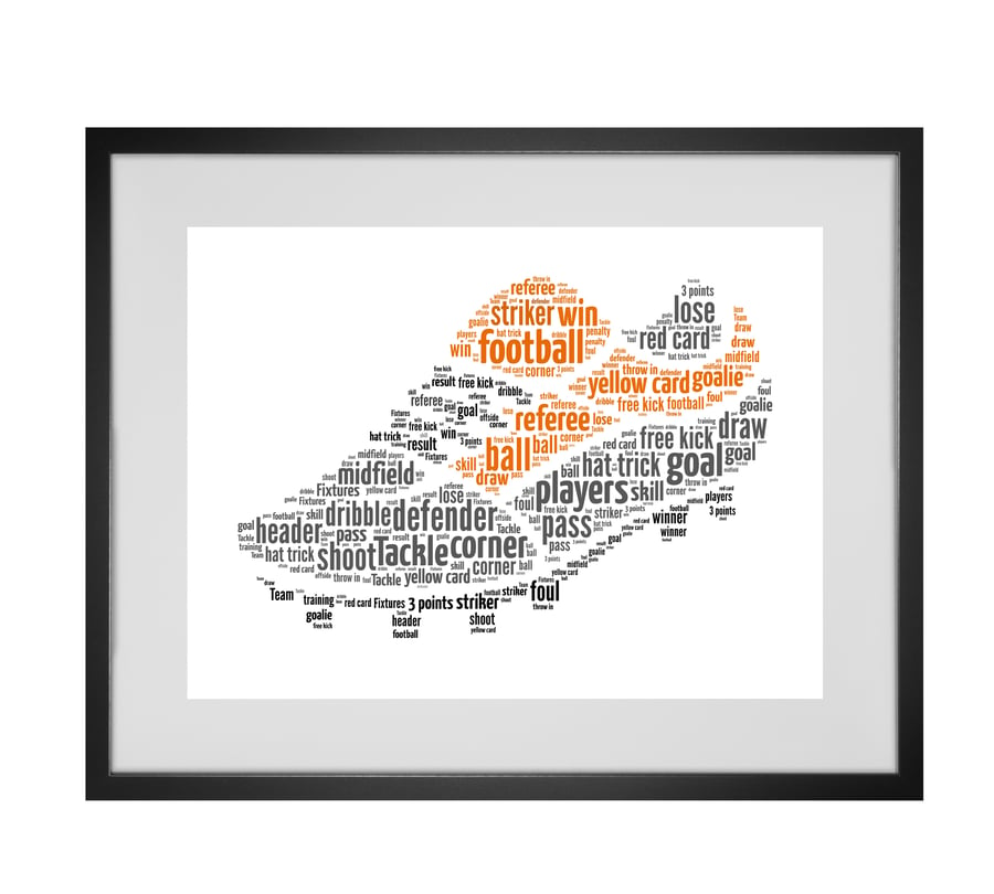 Personalised Football Boot Design Word Art Gifts 