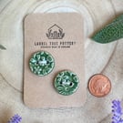 Two Decorative 20mm Green Ceramic Buttons