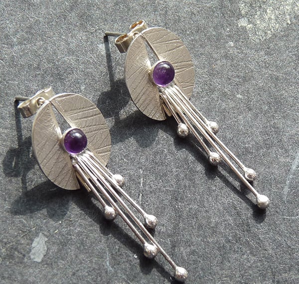 Sterling Silver Studs with Amethyst, S5