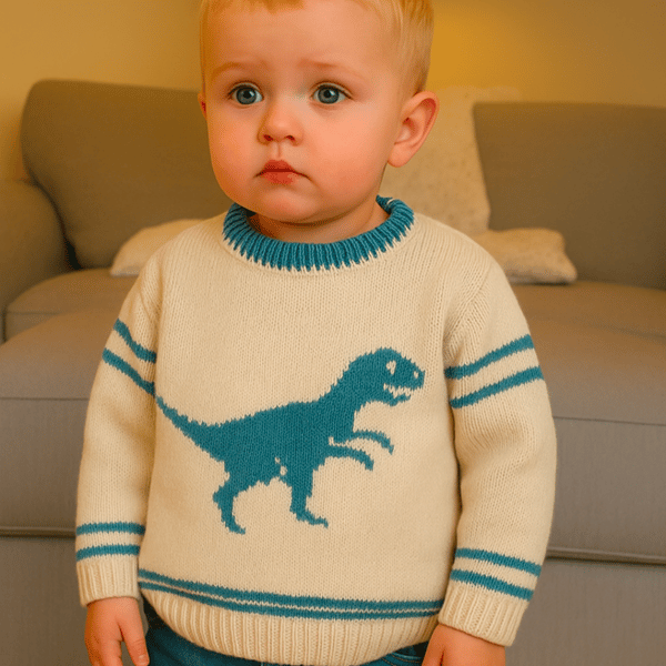 Knitting Pattern for a Velociraptor on a Sweater.  Digital Pattern
