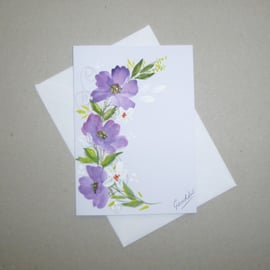 HAND PAINTED original art floral blank greetings card ( ref F 865  G7 )