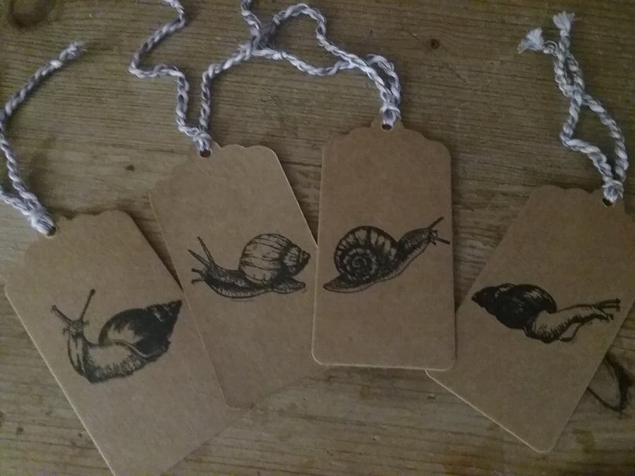 Set 4 Snails Gift Tags